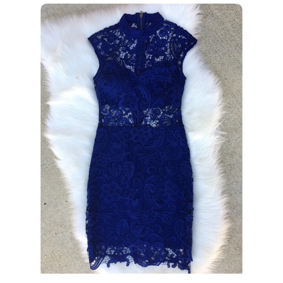 B. Darlin Royal Blue Lace Dress - Picture 1 of 7